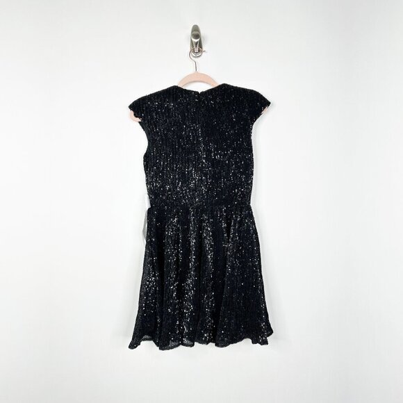 Mac Duggal Sequined Cap Sleeve Fit & Flare Mini Dress Black 4 #8281 - Picture 5 of 8
